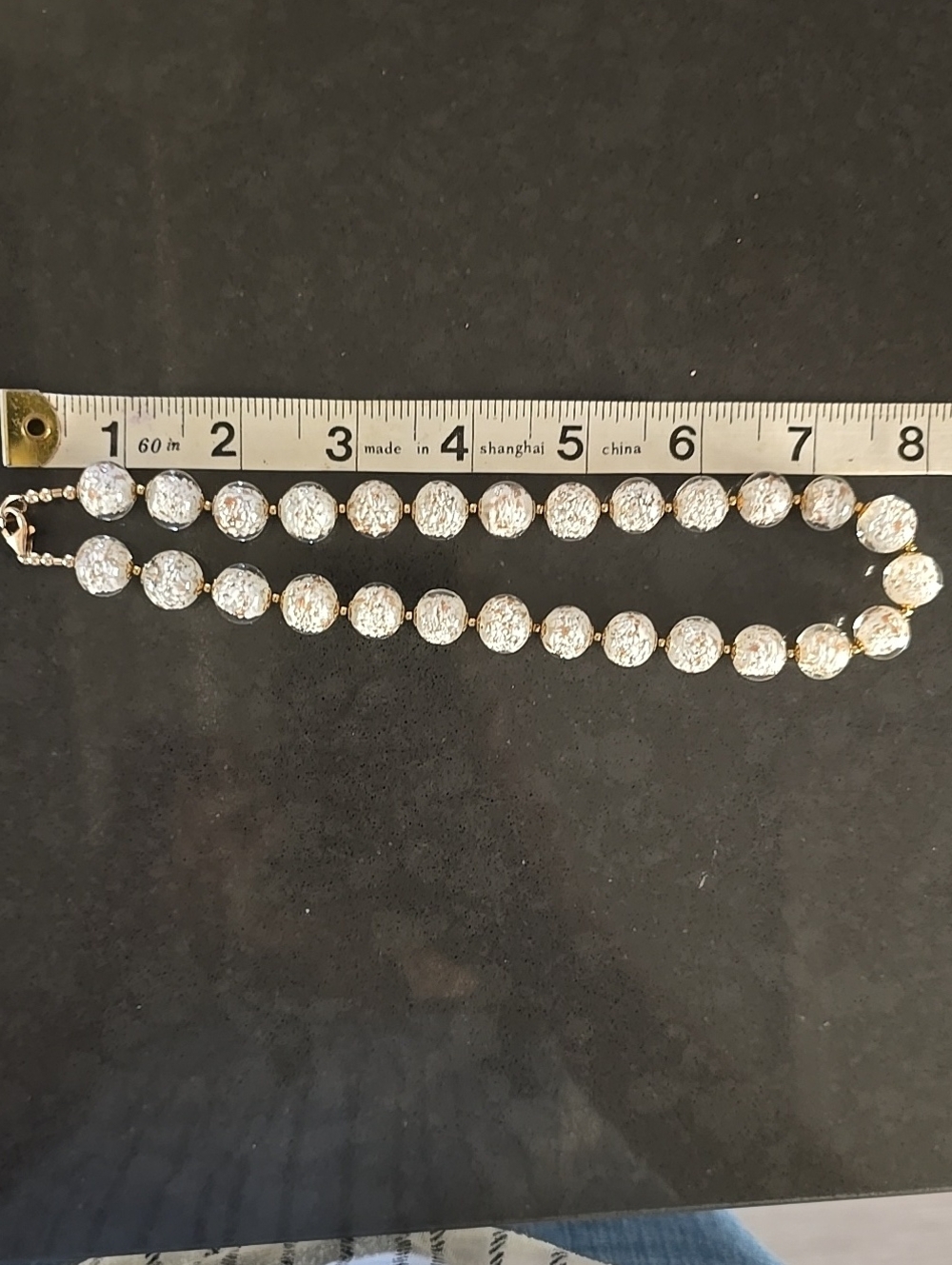 Vintage Murano Glass Bead Necklace with Gold Flakes - Picture 5 of 5